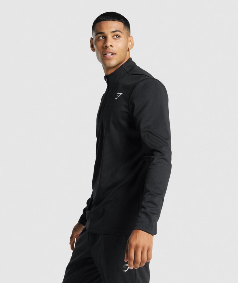 Men's Gymshark Arrival 1/4 Zip Sweatshirts Black | CA 16N837